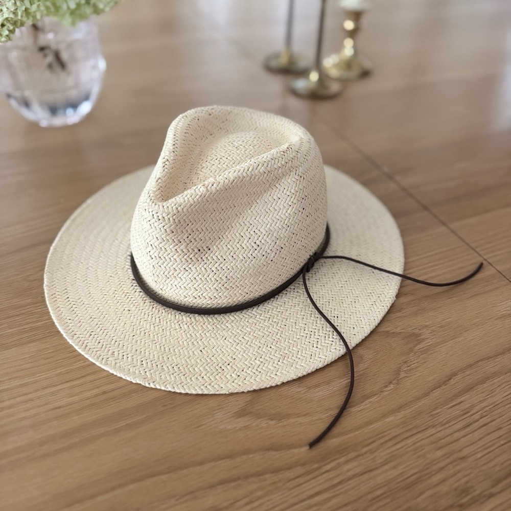 Rag & Bone Cream Straw Hat with Black Ribbon